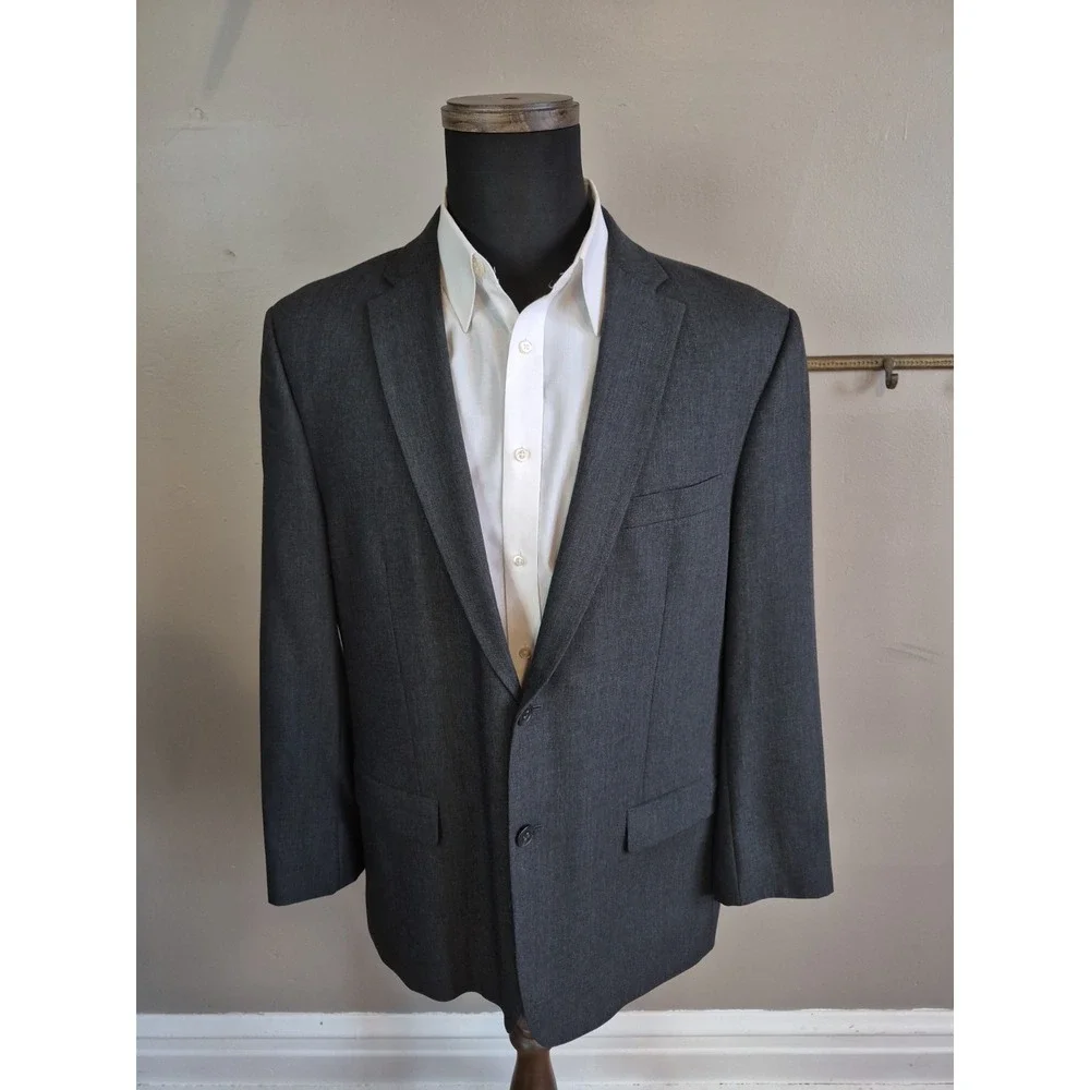 Jos A Bank Joseph Mens Slim Fit Wool Sports Coat 42R Gray 2 Button Blazer